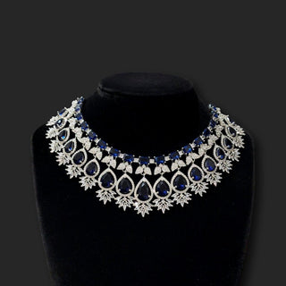 Christina Blue AD Diamond Necklace Set - ECLAT INDIAN JEWELSNecklace SetsBlue