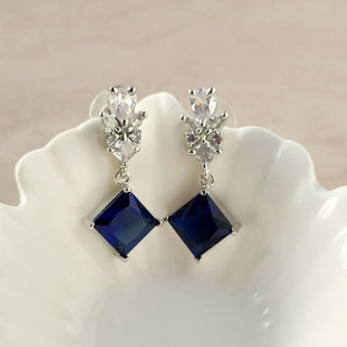 Claire Blue CZ Diamond Simulant Earrings - ECLAT INDIAN JEWELSEarringsBlue