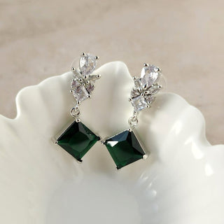 Claire Green CZ Diamond Simulant Earrings - ECLAT INDIAN JEWELSEarringsGreen