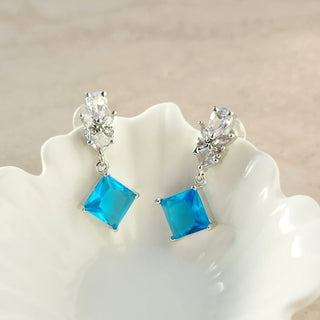 Claire Light Blue CZ Diamond Simulant Earrings - ECLAT INDIAN JEWELSEarringsBlue