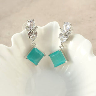 Claire Mint Green CZ Diamond Simulant Earrings - ECLAT INDIAN JEWELSEarringsGreen