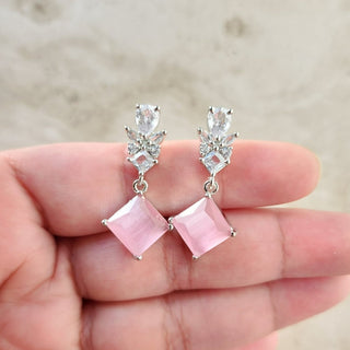 Claire Pink CZ Diamond Simulant Earrings - ECLAT INDIAN JEWELSEarringsPink