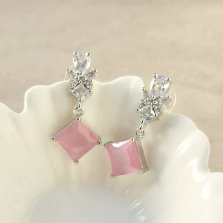 Claire Pink CZ Diamond Simulant Earrings - ECLAT INDIAN JEWELSEarringsPink