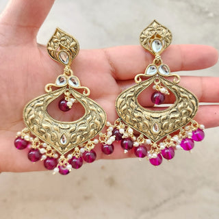 Claire Purple Kundan Gold Plated Earrings - ECLAT INDIAN JEWELSEarringsPurple