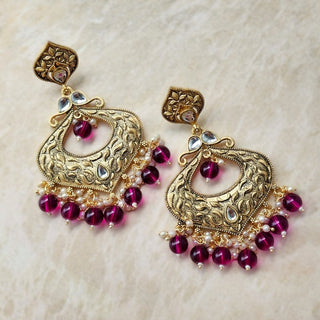 Claire Purple Kundan Gold Plated Earrings - ECLAT INDIAN JEWELSEarringsPurple