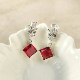 Claire Red CZ Diamond Simulant Earrings - ECLAT INDIAN JEWELSEarringsRed