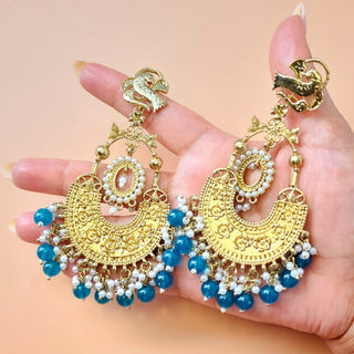 Claire Teal Blue Earrings - ECLAT INDIAN JEWELSEarringsBlue