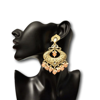 Clare Exclusive Matte Gold Peach Earrings - ECLAT INDIAN JEWELSEarringsPeach