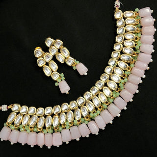 Clarissa Pink Kundan Necklace Set - ECLAT INDIAN JEWELSNecklace SetsPink