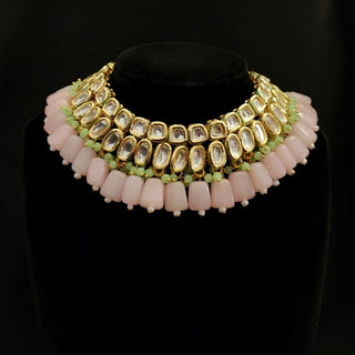 Clarissa Pink Kundan Necklace Set - ECLAT INDIAN JEWELSNecklace SetsPink