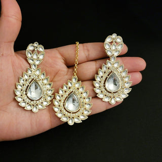 Cleo White Kundan Tikka Set - ECLAT INDIAN JEWELSTikka SetsWhite