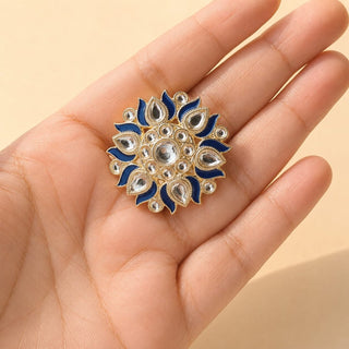 Colette Dark Blue Kundan Adjustable Ring - ECLAT INDIAN JEWELSRing JewelleryBlue