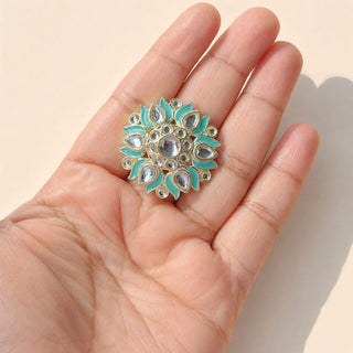 Colette Light Blue Kundan Adjustable Ring - ECLAT INDIAN JEWELSRing JewelleryBlue