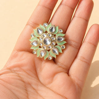 Colette Light Green Kundan Adjustable Ring - ECLAT INDIAN JEWELSRing JewelleryGreen