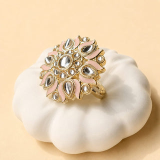 Colette Light Pink Kundan Adjustable Ring - ECLAT INDIAN JEWELSRing JewelleryPink