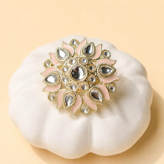 Colette Light Pink Kundan Adjustable Ring - ECLAT INDIAN JEWELSRing JewelleryPink