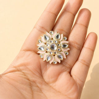 Colette Light Pink Kundan Adjustable Ring - ECLAT INDIAN JEWELSRing JewelleryPink