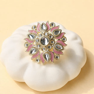 Colette Light Purple Kundan Adjustable Ring - ECLAT INDIAN JEWELSRing JewelleryPurple