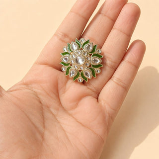 Colette Mehndi Green Kundan Adjustable Ring - ECLAT INDIAN JEWELSRing JewelleryGreen