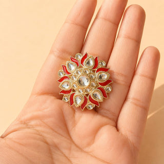 Colette Red Kundan Adjustable Ring - ECLAT INDIAN JEWELSRing JewelleryRed