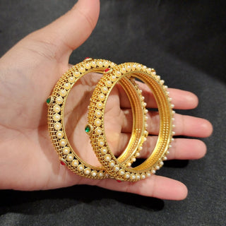 Cora Multicolour Gold Kada Bangles (Pair) (2.6, 2.8) - ECLAT INDIAN JEWELSBangle, Kadas & Bracelets2.6