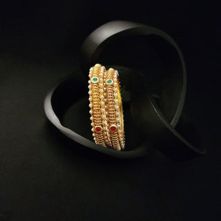 Cora Multicolour Gold Kada Bangles (Pair) (2.6, 2.8) - ECLAT INDIAN JEWELSBangle, Kadas & Bracelets2.6