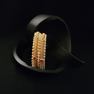Cora Multicolour Gold Kada Bangles (Pair) (2.6, 2.8) - ECLAT INDIAN JEWELSBangle, Kadas & Bracelets2.6