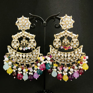 Cordelia Multicolour Kundan Dangler Earrings - ECLAT INDIAN JEWELSEarringsMulticolour