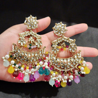 Cordelia Multicolour Kundan Dangler Earrings - ECLAT INDIAN JEWELSEarringsMulticolour