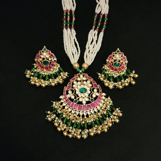 Courtney Multicolour Pachi Kundan Luxury Collection Necklace Set - ECLAT INDIAN JEWELSNecklace SetsMulticolour