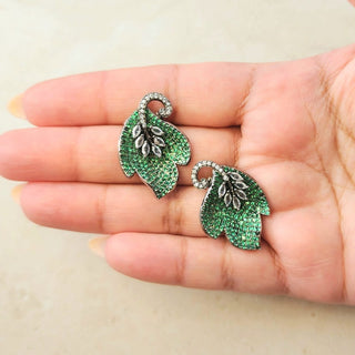 Cressida Green Swarovski Inspired CZ Diamond Simulant Earrings - ECLAT INDIAN JEWELSEarringsGreen