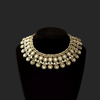 Cressida Mirror Oxidised Gold Necklace Set with Tikka - ECLAT INDIAN JEWELSNecklace SetsGold