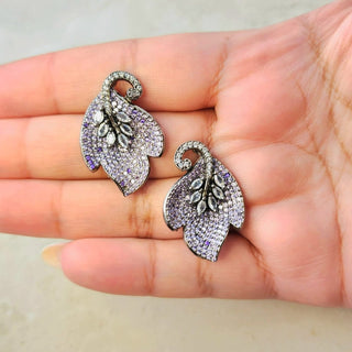 Cressida Purple Swarovski Inspired CZ Diamond Simulant Earrings - ECLAT INDIAN JEWELSEarringsPurple