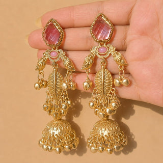 Cristina Lilac Light Purple Kashmiri Jhumka Gold Finish Earrings - ECLAT INDIAN JEWELSKashmiri EarringsPurple