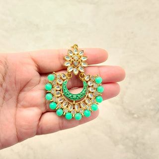 Cristy Mint Green Kundan Tikka Set - ECLAT INDIAN JEWELSTikka SetsGreen