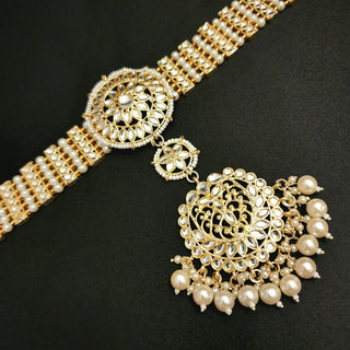 Cynthia White Kundan Sheesh Phool / Matha Patti - ECLAT INDIAN JEWELSMatha Patti, Sheesh PhoolWhite