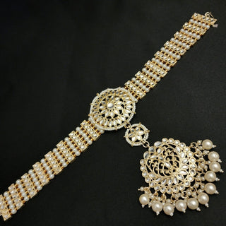 Cynthia White Kundan Sheesh Phool / Matha Patti - ECLAT INDIAN JEWELSMatha Patti, Sheesh PhoolWhite