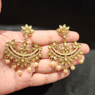 Cyril Polki Gold Earrings - ECLAT INDIAN JEWELSEarringsWhite