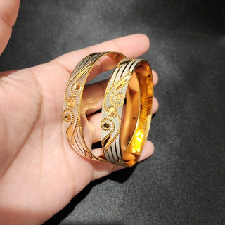 Dahlia 22k Dual Finish Bangle Set (Pair) (2.6, 2.8 & 2.10 Available) - ECLAT INDIAN JEWELSBangle, Kadas & Bracelets2.6