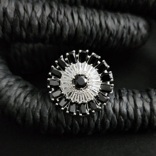 Dahlia Black Adjustable Diamond Simulant Ring - ECLAT INDIAN JEWELSRingsBlack