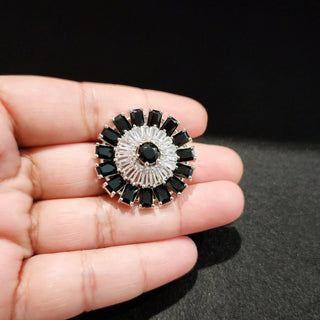 Dahlia Black Adjustable Diamond Simulant Ring - ECLAT INDIAN JEWELSRingsBlack