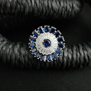 Dahlia Blue Adjustable Diamond Simulant Ring - ECLAT INDIAN JEWELSRingsBlue