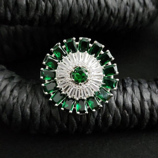 Dahlia Green Adjustable Diamond Simulant Ring - ECLAT INDIAN JEWELSRingsGreen