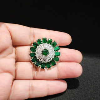 Dahlia Green Adjustable Diamond Simulant Ring - ECLAT INDIAN JEWELSRingsGreen