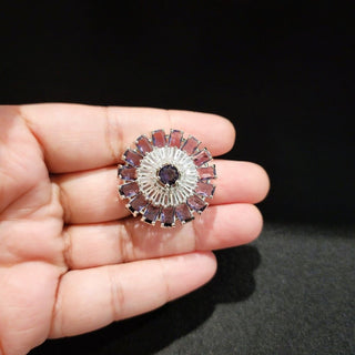 Dahlia Purple Adjustable Diamond Simulant Ring - ECLAT INDIAN JEWELSRingsPurple