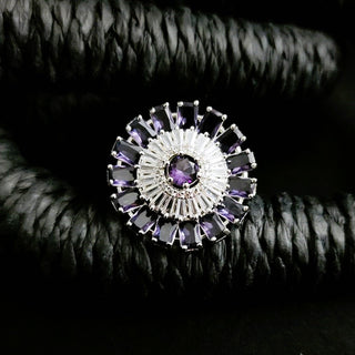 Dahlia Purple Adjustable Diamond Simulant Ring - ECLAT INDIAN JEWELSRingsPurple