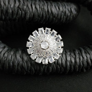 Dahlia White Adjustable Diamond Simulant Ring - ECLAT INDIAN JEWELSRingsWhite