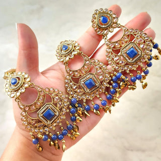 Dakota Blue Polki Necklace Set with Tikka - ECLAT INDIAN JEWELSNecklace SetsBlue