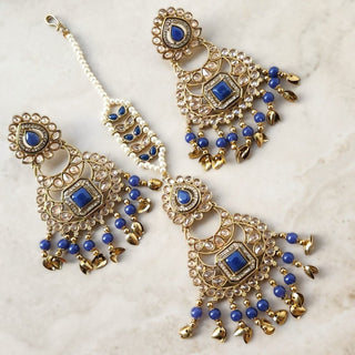 Dakota Blue Polki Necklace Set with Tikka - ECLAT INDIAN JEWELSNecklace SetsBlue