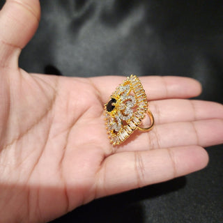 Daniella Black Gold Adjustable Diamond Simulant Ring - ECLAT INDIAN JEWELSRingsBlack